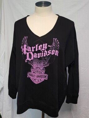 Women's 2X Harley-Davidson Black V-Neck Pullover Sweater